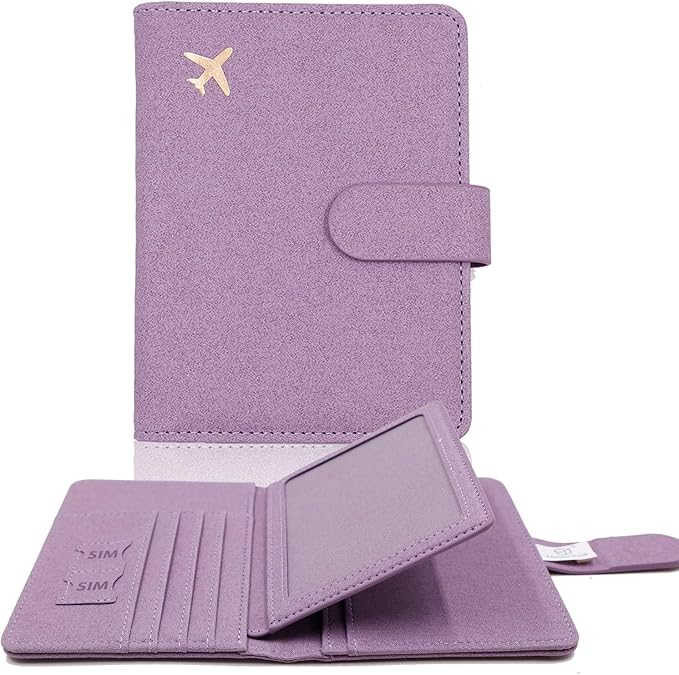 Melsbrinna Rfid Passport Holder for Travel women/Men, Cute Passport Wallet Rfid Blocking Card Slots, Rfid Passport Cover/CaseTravel Wallet, Passport Book Holder (1, Purple1)