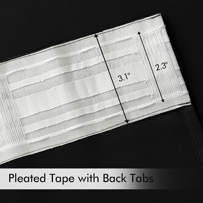 MIULEE Black Back Tab Blackout Curtains 84 Inch Length 2 Panels Set for Living Room Bedroom, Halloween Rod Pocket/Pinch Pleat Thermal Insulated Room Darkening Pleated Light Blocking Drapes, W72 x L84