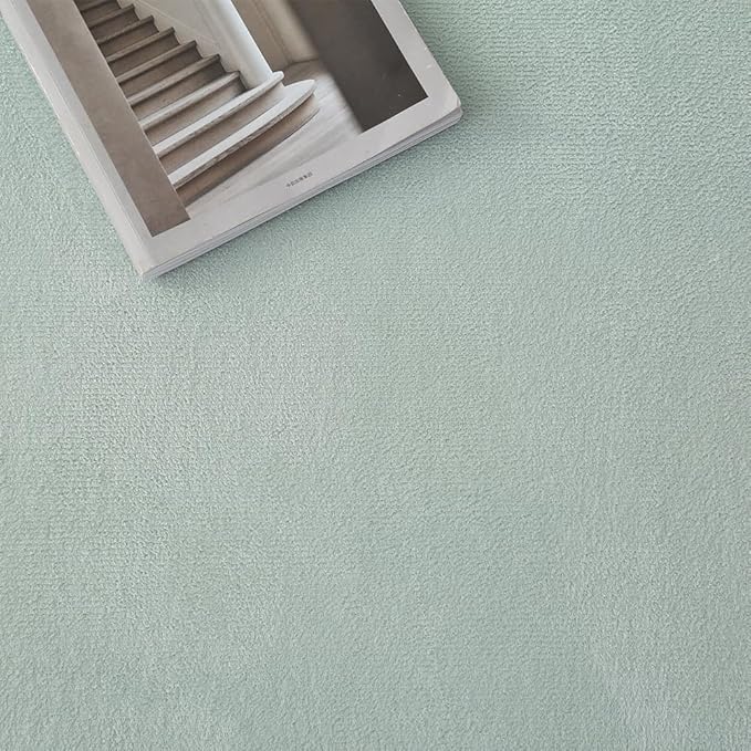 Loartee Nursery Rug Coral Velvet Crawling Rugs Mat Area Rugs Play Crawling Mat(6'7"x9'10", Light Green) for Toddler Children Play Mat Yoga Mat Exercise Pads Carpet