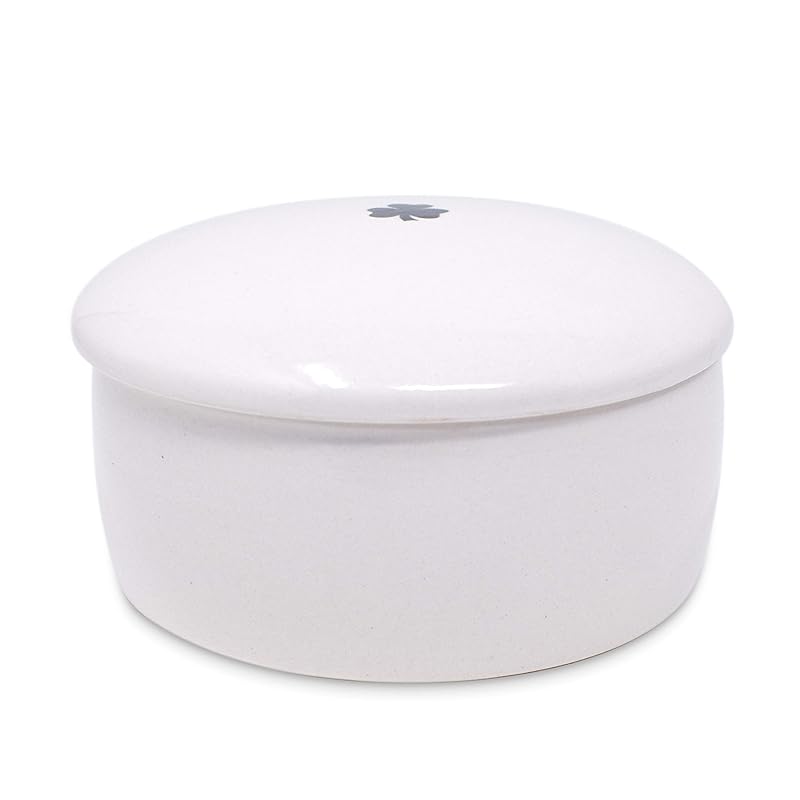 Baptism Gift or First Communion Gift, Ceramic Keepsake Box With Irish Blessing - Round Box with Shamrock in Green for Godchild