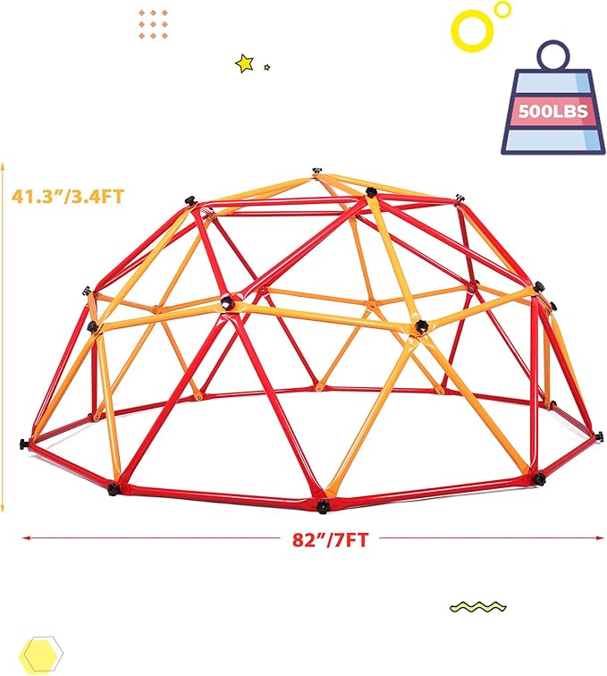 JAXPETY Climbing Dome, 7FT Outdoor Jungle Gym for Kids Ages 4-8, Toddler Monkey Bars for Backyard, Doorway Playground Climbing Structures for Toddler Climbing, Montessori Climbing Set for Dome Climber