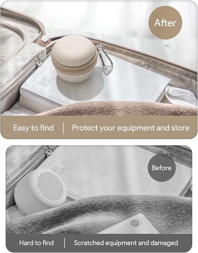 Carrying Case for Babelio White Noise Machine, Mini Sound Machine Protective Compact Traveling Storage Bag, Scratches Shockproof Waterproof (Only Case) (Beige, S)
