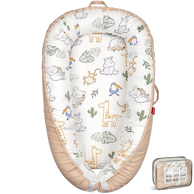 Baby Lounger - Breathable & Soft Baby Nest, Portable and Lightweight Tummy Time Lounger for Home and Travel, Ideal Newborn Babies Essentials Baby Shower Gifts