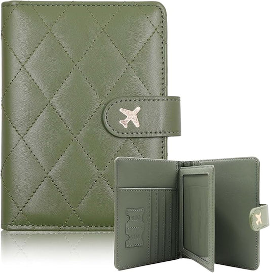 Melsbrinna Rfid Passport Holder for Travel women/Men, Cute Passport Wallet Rfid Blocking Card Slots, Rfid Passport Cover/CaseTravel Wallet, Passport Book Holder (1, LG GREEN)