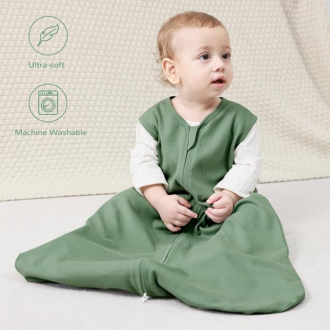 JELLYMONI Baby Sleep Sack 18-24 Months 100% Cotton Wearable Blanket, 0.5 TOG Soft Lightweight Toddler Sleeping Sack 3 Pack 2-Way Zipper Newborn Sleep Sacks