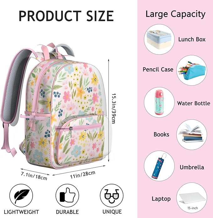 Toddler Backpack for Girls 3-8: Preschool Kindergarten Backpack - Cute Kids Backpacks for Girls-Floral