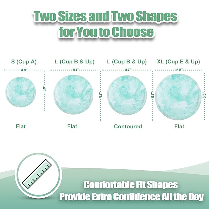 wegreeco Nursing Breast Pads (14 Pack) + Laundry Bag & Travel Storage Bag, 4.7 inch - Washable & Reusable Breastfeeding Nursing Pads (Plain Shape, Blue Wave, Large)