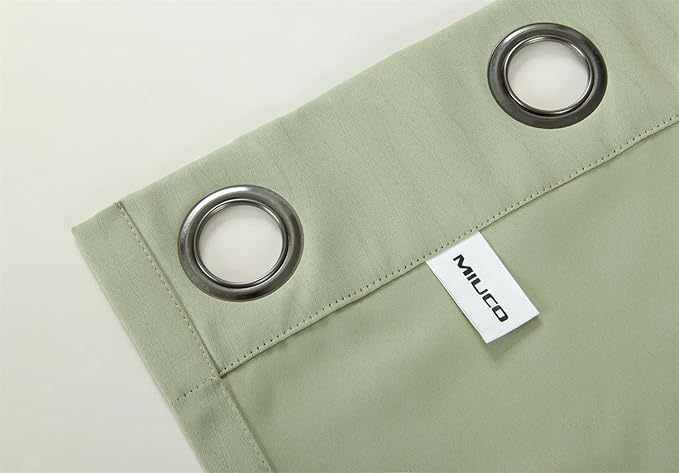 MIUCO Room Darkening Textured Grommet Thermal Insulated Blackout Curtains for Bedroom Set of 2 52x95 Inch Sage