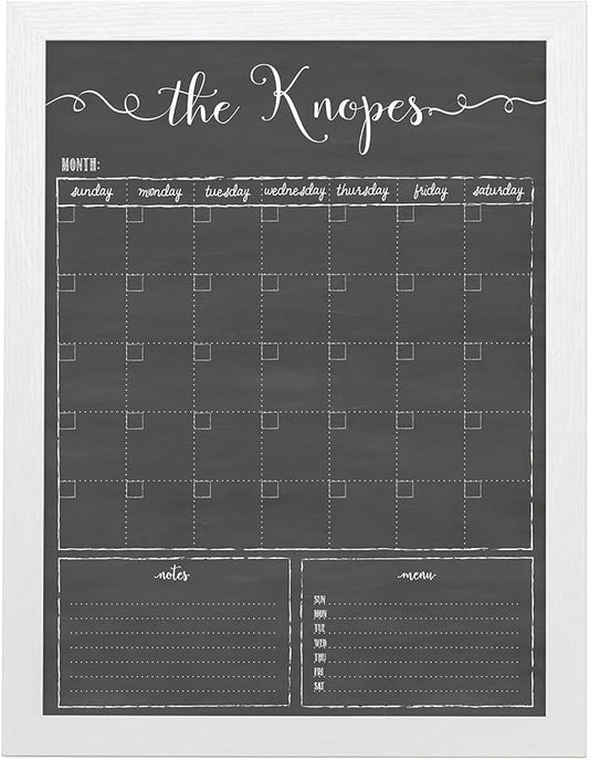 Personalized Dry Erase Framed Calendar – Customizable Chalkboard Style Wall Calendar – 18x24 or 24x36 – Non-Glare, Ready to hang dry erase calendar for wall, Made in the USA