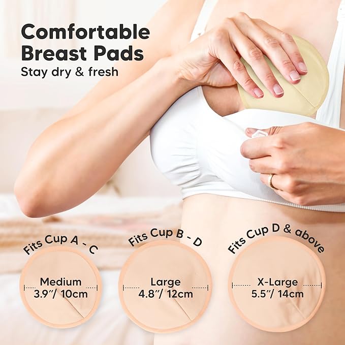 Organic Nursing Pads - 14 Washable Viscose Derived from Bamboo Breastfeeding Pads, Wash Bag, Reusable Breast Pads for Breastfeeding, Nipple Pads for Breastfeeding Essentials (Sweetheart, L 4.8")
