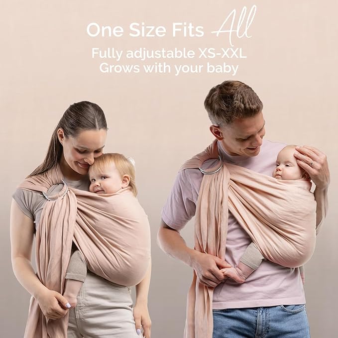 Boba Ring Sling Baby Carrier Newborn to Toddler - Lightweight & Breathable Baby Sling, Hip-Healthy Carrier Sling, Baby Wrap Carrier for Front & Hip Carry, 8-35 lbs (Linen Peony)