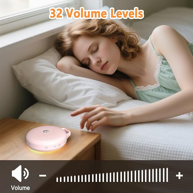 Portable White Noise Sleep Sound Machine for Home and Travel. Perfect for Your Sleeping Baby with a dimmable Night Light and Long Battery Life. Baby Essential Adult/Child Lock Feature.