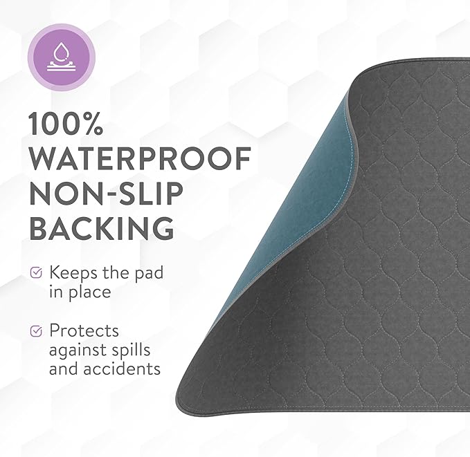 Inspire Underpads | Stain Hiding Gray Reusable Incontinence Bed Pads | Waterproof Mattress Pad | for Adults Babies and Dogs (18 X 24 - 3 Pack)