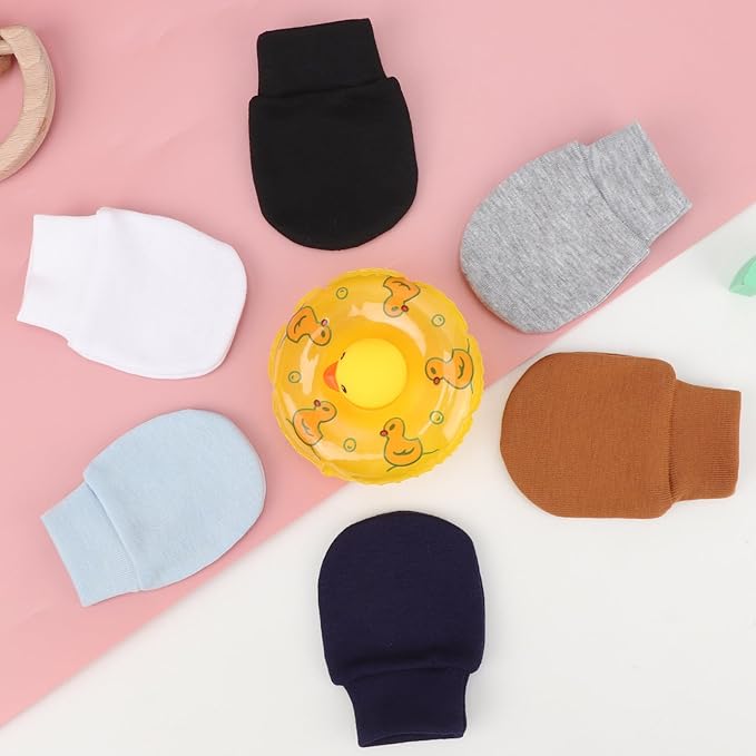 BQUBO 6 Pairs Newborn Baby Boys Girls Mittens 0-6 Months Unisex-Baby Infant Mittens Elastic No Scratch Wrist Gloves