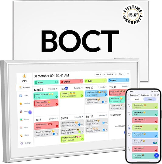 BOCT 15.6'' Digital Calendar Wall - 32GB Memory Touch Screen Chore Chart Smart Calendar,Digital Planner,Auto-Sync,APP Control,Interactive Family Schedules, Gift for Mother