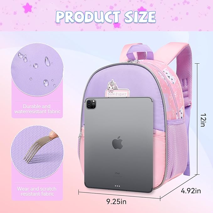 Toddler Backpack with Pink Unicorn Design, Adjustable Shoulder Straps, and Front Pocket, Perfect for Boys and Girls Aged 1-6