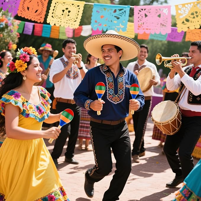 4 Pcs Maracas Hand Percussion Rattles, PLULON Colorful Wooden Maracas Rumba Shakers Rattle Latin Musical Instrument for Kids Adults Game Playing, Mexican Fiesta Cinco De Mayo Party Favors Supplies