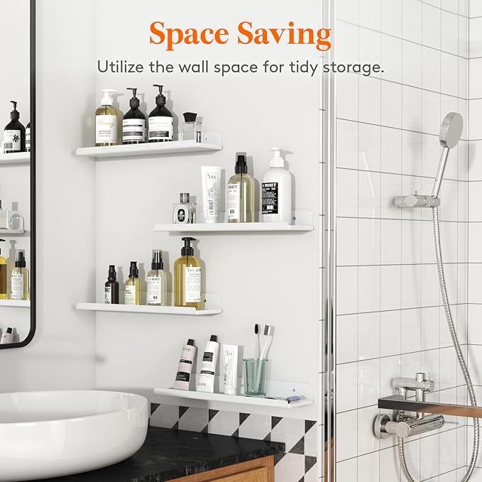 Lifewit Floating Shelves for Wall, 10 Pack White Acrylic Shelf 15" Room Decor for Bookcase/Vinyl Record Display/Photo/Picture in Bedroom, Living Room, Bathroom, Kitchen Storage and Organization