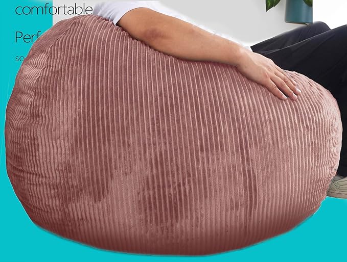 Bean Bag Chairs with Faux Rabbit Fur Cover, 3 ft Giant Memory Foam Bean Bag Chairs for Adults/Teens with Filling,Ultra Soft Faux Fur Fabric, Round Sofa for Living Room Bedroom College Dorm