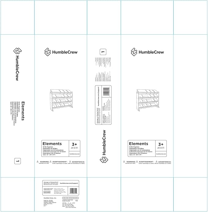 Humble Crew Supersized Toy Storage Organizer with 16 Removable Bins, Grey/Blue/Green/Yellow – Large Toy Storage for Toddlers Ideal for Kids' Rooms, Playrooms, and Nurseries - Modern Toy Bins for Kids