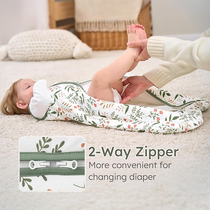 Yoofoss Baby Sleep Sack 0-6 Months, 1.5 Tog Baby Wearable Blanket with 2-Way Zipper, 100% Cotton Organic Fabric Winter Infant Sleeping Sack, Warm Soft Comfy