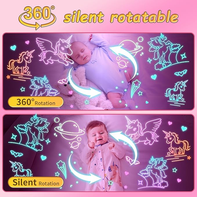 MINGKIDS Unicorn Girl Toys Age 3-10,Night Light Projector- Multi Colors Rotating Remote, 3 Films and Auto Timer, Christmas Stocking Stuffers Birthday Gifts for 5-7 Year Old Girls