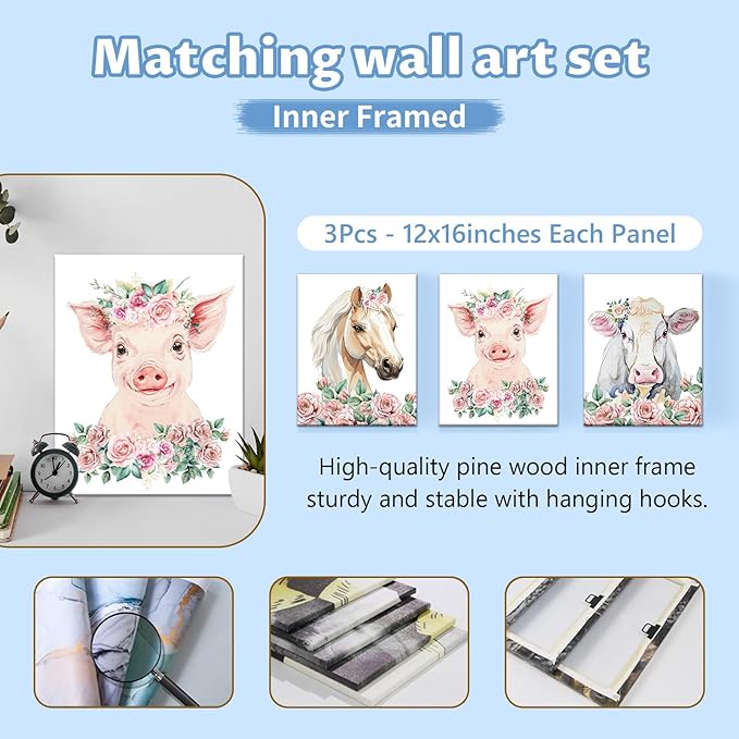 Personalized Floral Animal Crib Bedding Set, 5 Pcs Custom Baby Crib Set with Name, Double Layer Nursery Bedding Set, Soft Baby Bedding Crib Set for Girls, Customized Gift for Toddler Infant