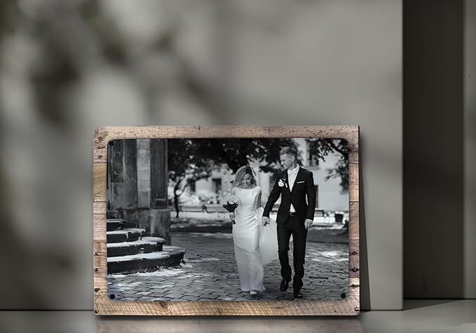 MUNDAZE Custom Portrait Metal Print on Reclaimed Wood Pallet Frame – Personalized Family Photo Gift – Glossy Aluminum Wall Art Keepsake – Made and Shipped in USA (10 x 7)