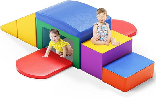 SURPCOS Foam Climbing Blocks for Toddlers - Soft Play Set for Toddlers 1-3 - Climbing Toys - Baby Climbing Gym - Great for All Ages (6 Pc Colorful Soft Play Area Set)