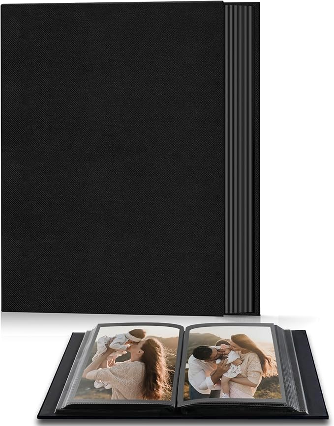 Popotop Photo Album 4x6 100 Pockets for Wedding Gifts,Linen Hardcover Picture Albums for Family Anniversary Baby Vacation Pictures