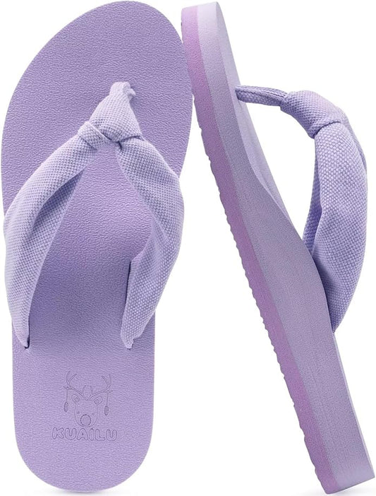 KuaiLu Flip Flops for Women with Arch Support Yoga Mat Comfortable Summer Beach Walking Thong Cushion Sandals Slip On Indoor Outdoor