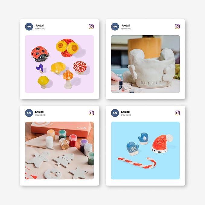 Sculpd - The Original Air Dry Clay Kit for Kids Age 7 8 9 - Includes Air Dry Modeling Clay, 10 Colors Paint Set, Paintbrushes, Sculpting Tools, Guide and More - Air Dry Clay for Kids Pottery