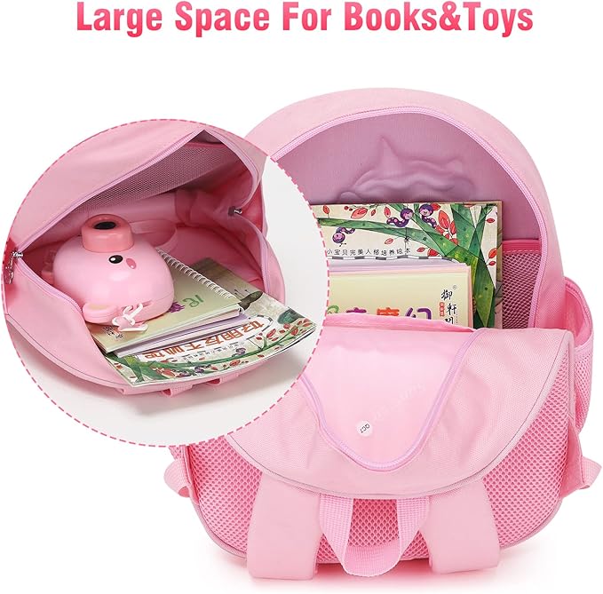 SUN EIGHT Toddler Backpack for Girls, Lunch Backpack Cute 3D Cartoon Animal Waterproof School Bag for Baby Girl Boy 2-5 Years（unicorn）