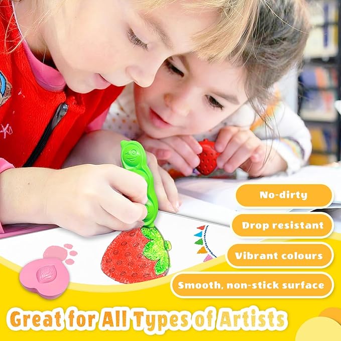 R&DLanci Toddler Crayons 8 Count, Non Toxic Washable Crayons for Toddlers, Unbreakable Easy-Grip Vegetable & Fruit Shaped Crayon for Little Hands, Toddler Coloring Art Christmas Gift