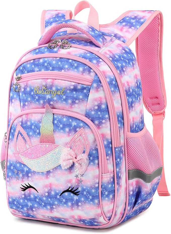Cusangel Backpack for Girls Boys School Bookbags Kindergarten Elementary Lightweight Waterproof Multifunctional Large Capacity for Backpack (16 inch Sky Unicorn Fun Prints)