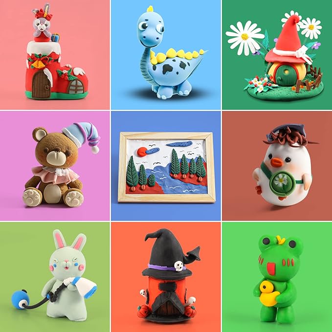 CiaraQ Modeling Clay Kit - 64 Colors Air Dry Clay with Sculpting Tools, Ideal for Crafting, DIY Projects. Easter/Halloween/Christmas Gifts.