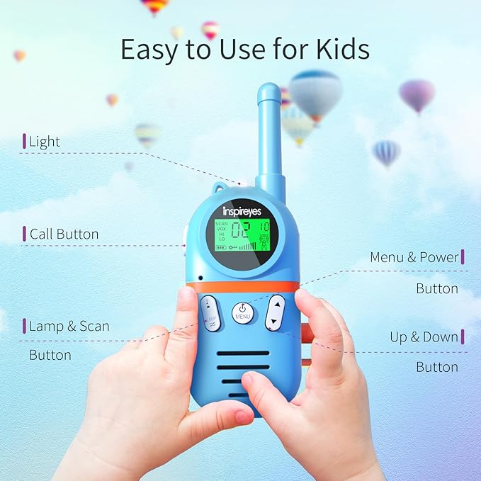 Walkie Talkies for Kids Rechargeable,Toys for Boys and Girls Ages 3-12, 2 Pack Long Range 2-Way Radios, Birthday Gifts,Christmas Stockings, Outdoor Play, Family Games, Hiking Camping Gear