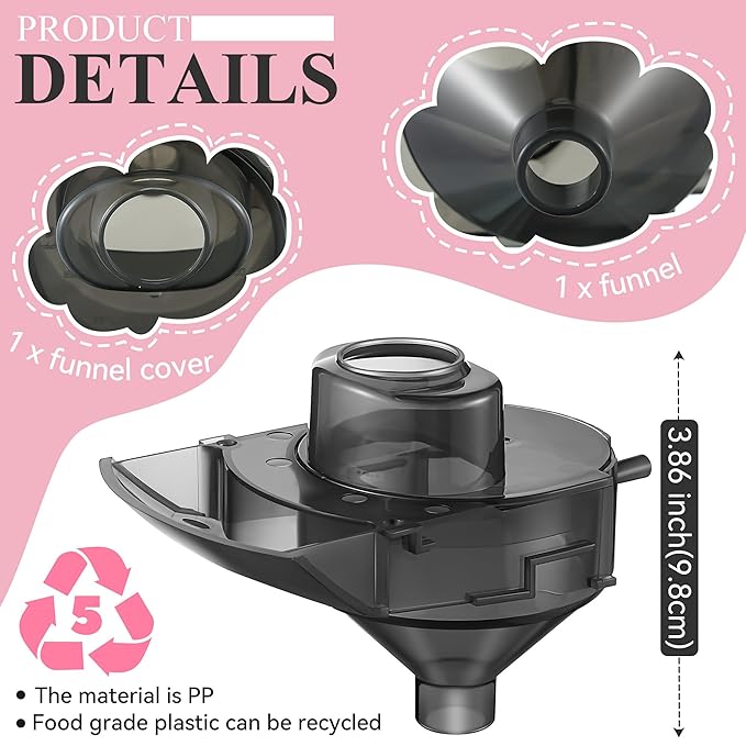 2 Sets Replacement Funnel Compatible with Baby Brezza Replacement Parts Funnel and Cover Baby Formula Dispenser, Grey