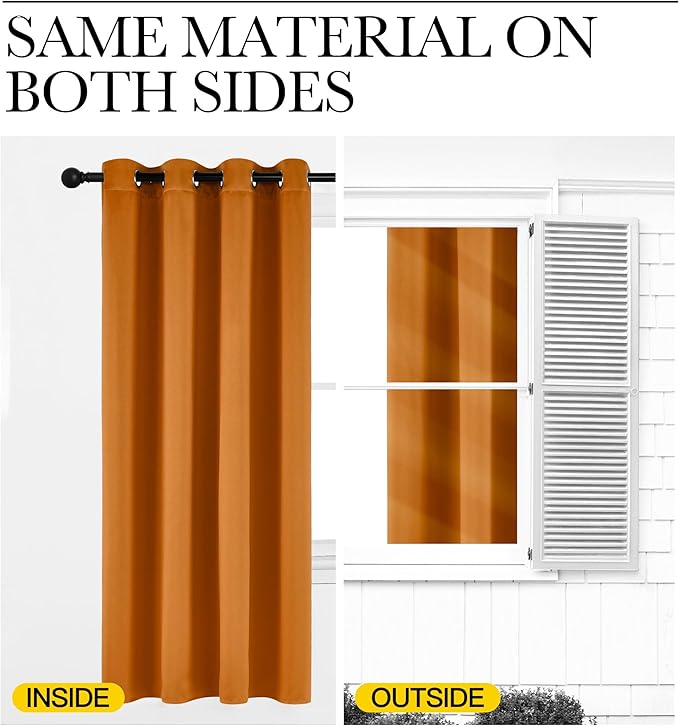 NICETOWN Orange Curtains 84 inch Length 2 Panels, Grommet Faux Silk Thermal Drapes Light Reducing Energy Saving Privacy Window Treatments for Living Room, W52 x L84