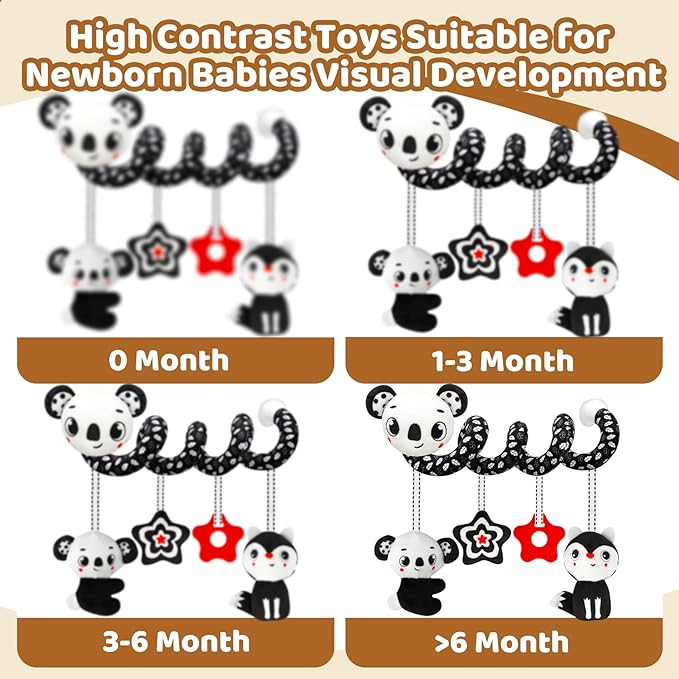 Black and White High Contrast Baby Toys - Sensory Infant Hanging Carseat & Stroller Toy for Newborns 0-6,6-12Months Perfect Easter Birthday & Baby Shower for Babies Boys Girls