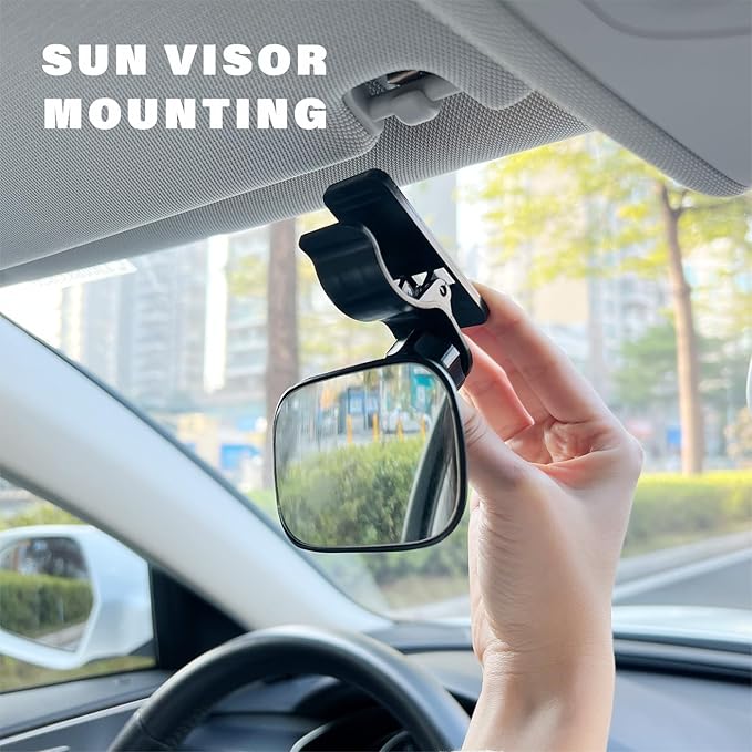 Mini Baby Mirror for Car Seat - Small Clip-On Backseat Rear View Mirror for Forward-Facing Kids and Toddlers, Bankcard Size, Sun Visor Mounting, 360-Degree Adjustable, 2-Pack