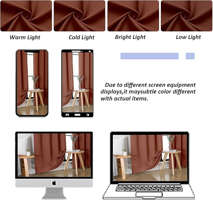 Simplebrand Ava Terracotta Blackout Curtains for Bedroom 96 Inches Long 2 Panels, Thermal Insulated, Energy Saving Living Room Window Treatment Curtains Blackout Drapes, W40 x L96 Inch, Terracotta