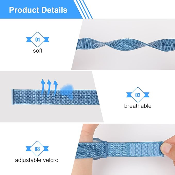 Kids Wristband Compatible with Apple AirTag, Protective Case for Air Tag GPS Tracker Holder with Nylon Bracelet, Adjustable Anti Lost Watch Band for Toddler Child Elder(Rainbow A & Blue)