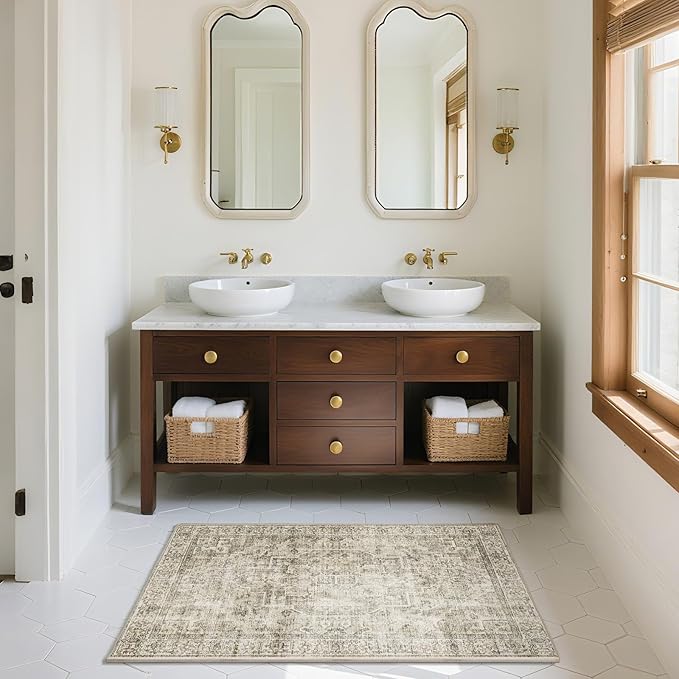 Machine Washable Throw Rugs for Entryway: Door Mat Indoor Entrance 2x3 Small Rug Stain Resistant Non-Slip Low Pile Soft Carpet for Kitchen Front Door Indoor Entry Bathroom Bedroom