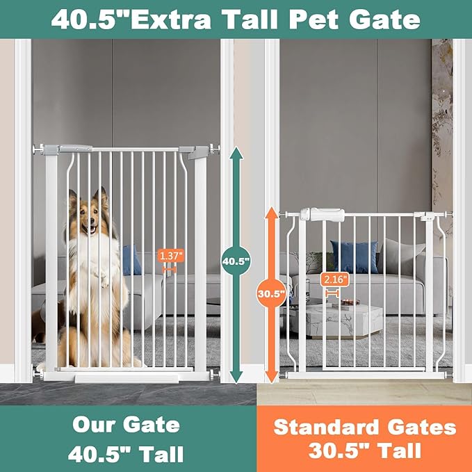 Frail 40.5" Extra Tall Baby & Pet Gate, 54.8"-57.4" Wide, White