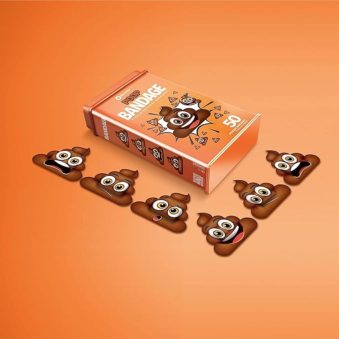 BioSwiss Bandages, Poop Shaped Self Adhesive Bandage, Latex Free Sterile Wound Care, Fun First Aid Kit Supplies for Kids, 50 Count