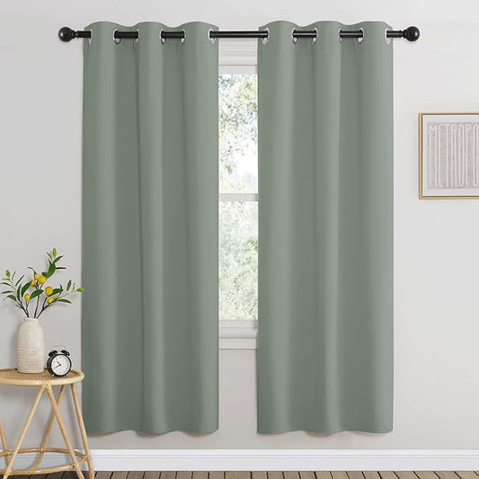 NICETOWN Room Darkening Curtains for Nursery, Grommet Thermal Insulated Light Blocking Window Treatments Sound Reducing for Bedroom, W37 x L72, 2 Panels, Sage Green