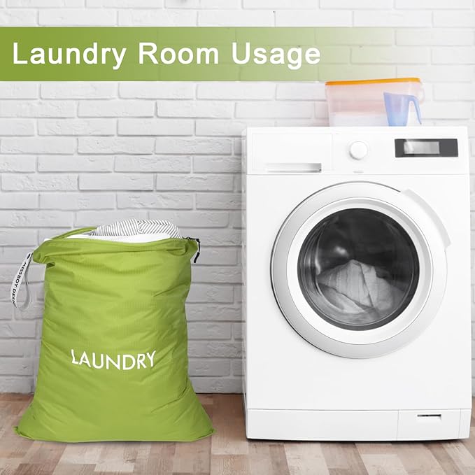 MissBoy 2 Pack Laundry Bags, Nylon Washable Wet Dry Bag, Travel Laundry Bags for Dirty Clothes, Dirty Clothes Organizer Bag for Home, College Dorm Laundromat