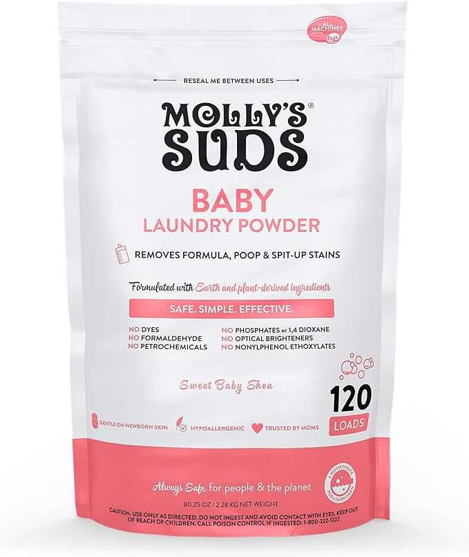 Molly's Suds Baby Laundry Detergent Powder | Removes Formula, Poop & Spit-Up Stains | Extra Gentle for Newborns (Sweet Baby Shea)
