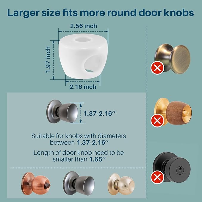 Inaya Baby Proofing Door Knob Cover (4 Pack) - Prevent Children from Opening Doors, Fit Most Round Knobs - Door Knob Safety Cover for Kids, Child Proof Door Lock, Child Proof Door Locks - Clear